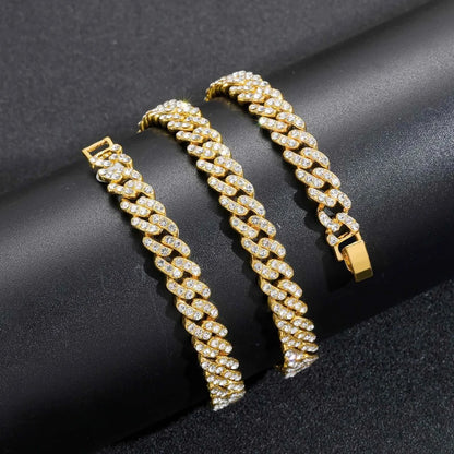 Unisex Hip Hop Iced Out 9MM Miami Cuban Chain Necklace - Afrilinker