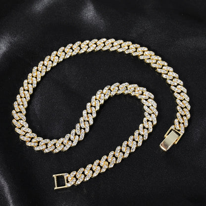 Hip Hop Iced Out Crystal Cuban Link Chain Necklace - Afrilinker