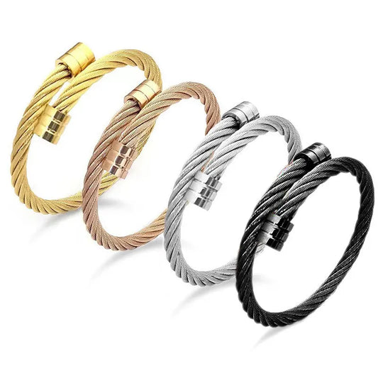 Hip Hop Twist Wire Cuff Bracelet - Afrilinker
