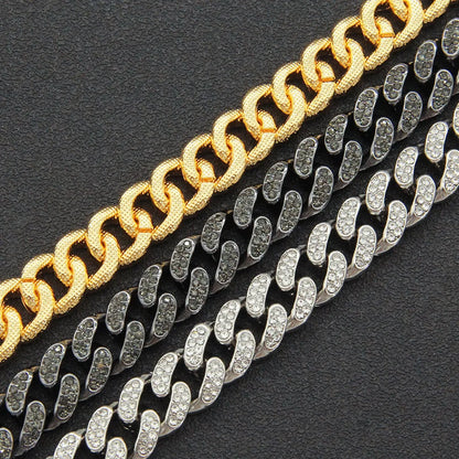 Hip Hop 13MM Rhinestone Prong Iced Out Cuban Link Chain Bracelet - Afrilinker