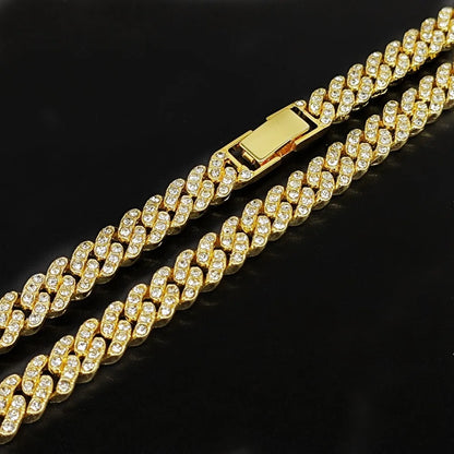 Hip Hop Iced Out 9MM Cuban Link Chain Necklace - Afrilinker