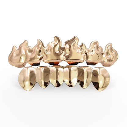 Gold/Silver Flame - Shaped Copper Dental Grillz - Afrilinker